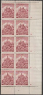 137/ Pof. 58, Brown Violet; Corner 10-block, Plate Mark + - Unused Stamps