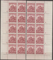138/ Pof. 58, Brown Violet; Corner 10-blocks, Plate Mark + - Unused Stamps