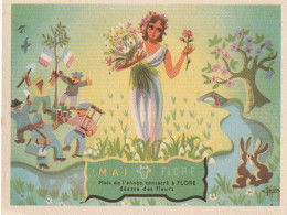 UR 23- " MAI , FLORE DESSE DES FLEURS "- PUB ASPIRINE , USINES DU RHONE ( CARTE DE PESEE )- ILLUSTRATEUR  - Sonstige & Ohne Zuordnung