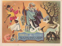 UR 23- " FEVRIER , NEPTUNE DIEU DE LA MER  "- PUB ASPIRINE , USINES DU RHONE ( CARTE DE PESEE )- ILLUSTRATEUR  - Other & Unclassified