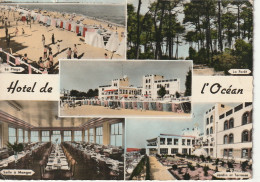 VE 4-(85) LA TRANCHE SUR MER - HOTEL DE L' OCEAN - CARTE MULTIVUES COULEURS : VUES DE L' HOTEL , FORET , PLAGE- 2 SCANS - La Tranche Sur Mer