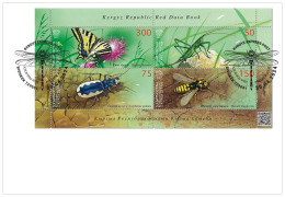 KYRGYZSTAN 2024 KEP 210-213 INSECTS MINIATURE FDC - Sonstige & Ohne Zuordnung