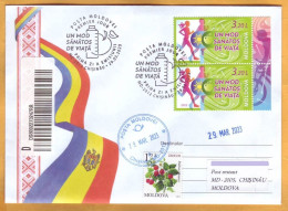 2023  Moldova FDC ”Healthy Lifestyle”, Sports, Cycling, Running - Moldavie