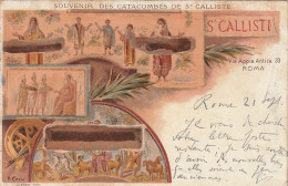 VE 7-( ITALIA ) SOUVENIR DES CATACOMBES DE St CALLISTE - ILLUST . CAVI - LIT. SALOMONE , ROMA - 2 SCANS - Autres Monuments, édifices