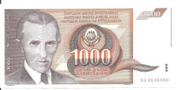 YOUGOSLAVIE 1000 DINARA 1990 XF++ P 107 - Yougoslavie