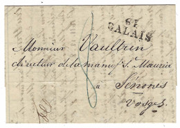 1820 - Lettre De Liverpool Postée à CALAIS Acheminé Par ISAAC VITAL Pour Senones ( Vosges ) - 1801-1848: Precursors XIX