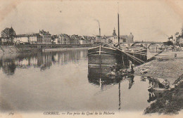 VE 16-(91) CORBEIL - VUE PRISE DU QUAI DE LA PECHERIE - LAVANDIERES - PENICHE - 2 SCANS - Corbeil Essonnes