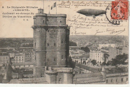 VE 19 -(94) LE DIRIGEABLE MILITAIRE " LIBERTE " EVOLUANT AU DESSUS DU DONJON DE VINCENNES - 2 SCANS - Vincennes