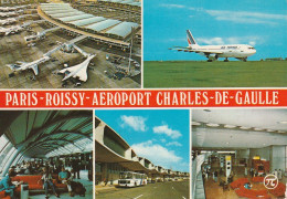 VE 20-(95) ROISSY EN FRANCE - CARTE MULTIVUES COULEURS - L' AEROGARE 2 DE L' AEROPORT CHARLES DE GAULLE - CONCORDE , - Roissy En France