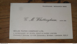 Carte De Visite De G M WHITTINGHAM , Rolex Paper A LONDON  ......... E1-41b - Visitekaartjes