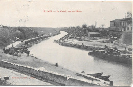 LUNEL - Port Du Canal Des Rives ,vue Des Rives ,avec Péniche - Lunel