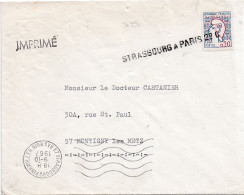 36891# LETTRE TARIF IMPRIME Obl GRIFFE AMBULANT STRASBOURG A PARIS 2° C Départ STRASBOURG FINKWILLER 1967 BAS RHIN METZ - 1961-....