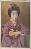 VE 22- (JAPON) JAPANESE - PORTRAIT DE JEUNE FEMME JAPONAISE EN TENUE TRADITIONNELLE ( KIMONO ) - CARTE COLORISEE  - Otros & Sin Clasificación