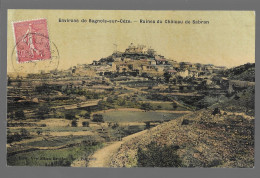 Bagnols Sur Cèze (environs) Ruines Du Chateau De Sabran (carte Colorisée Toilée) -(13661) - Autres & Non Classés