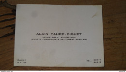 Carte De Visite De Alain FAURE-BIGUET, Dpt Automobile, Ouest Africain A DAKAR, SENEGAL   ......... E1-42a - Visiting Cards