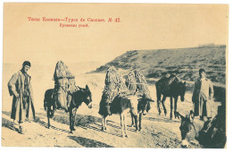 RUS 95 - 23282 Ethnic People From The Caucasus With Donkeys And Horses, Russia - Old Postcard - Unused - Russland