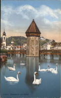 12316008 Luzern LU Wasserturm Und Guetsch Holzbruecke Schwaene Vierwaldstaetters - Altri & Non Classificati