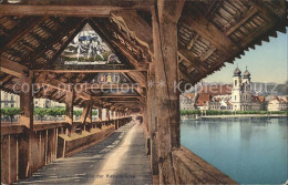 12316004 Luzern LU Inneres Der Kapellbruecke Holzbruecke Vierwaldstaettersee Luz - Altri & Non Classificati