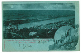 GER 07 - 5725 DRACHENFELS, Germany, Litho, Old Castle & Winter Palace - Old Postcard - Used - 1901 - Drachenfels