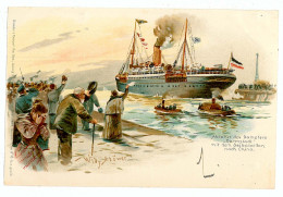 GER 07 - 6247 Starting Boat To China, Germany, Litho - Old Postcard - Unused - Ehemalige Dt. Kolonien