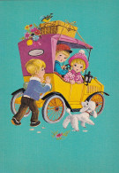 UR Nw40- GROUPE D'ENFANTS DANS AUTOMOBILE AVEC CHIOT CANICHE - ILLUSTRATEUR - Scènes & Paysages