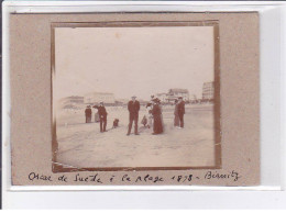 BIARRITZ: Oscar Roi De Suède à La Plage En 1898 - Très Bon état (petite Photo Collée Sur Carton) - Biarritz