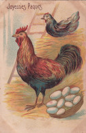 UR Nw41- " JOYEUSES PAQUES " - COQ , POULE ET OEUFS DANS POULAILLER - ILLUSTRATEUR - Easter