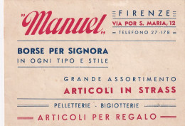 UR Nw43-( ITALIA ) " MANUEL " , FIRENZE - BORSE PER SIGNORA - ARTICLES POUR DAMES - Cartes De Visite