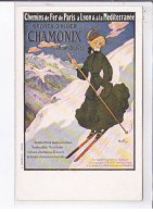 PUBLICITE: Chemins De Fer De Paris à Lyon Et à La Méditerranée Sports D'hiver Chamonix, Skieuse - Très Bon état - Publicidad