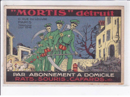 PUBLICITE: "mortis" Détruit Squelettes Militaires, Carte Double - Très Bon état - Advertising