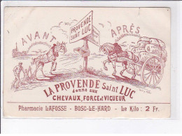 PUBLICITE: La Provende Saint-luc Donne Aux Chevaux, Force Et Vigueur, Pharmacie Lafosse, Bosc-le-hard - état - Advertising