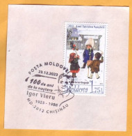 2023 Moldova Special Postmark „Igor Vieru (1923-1988), Plastic Artist. 100th Birth Annivers, Cutting From An Envelope. - Moldavie