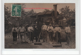 Carte Photo De Terrassiers Avec Le Rouleau Compresseur Vers 1910 (cachet Postale De L'Oise) - Très Bon état - Other & Unclassified