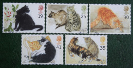 Cat Katze Chat Kat Flower Mi 1544-1548 Yv 1789-1793 1995 Used/gebruikt/oblitere ENGLAND GRANDE-BRETAGNE GB GREAT BRITAIN - Usados