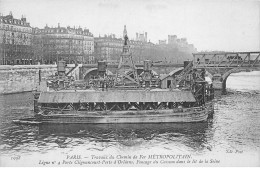 PARIS - Travaux Du Chemin De Fer Métropolitain - Ligne N°4 - Fonçage Du Caisson Dans Le Lit De La Seine - Très Bon état - Métro Parisien, Gares