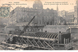 PARIS - Les Travaux Du Métropolitain - Fonçage Du Caisson Central Dans Le Grand Bras De La Seine - Très Bon état - Pariser Métro, Bahnhöfe