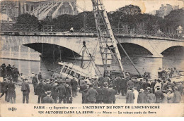 PARIS - 27 Septembre 1911 - L'Accident Du Pont De L'Archevéché - Un Autobus Dans La Seine - état - Autres & Non Classés