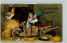 39166206 - Vesele Velikonocne Praznike  Kinderpoesie Schubkarre Huhn Kuesse AK - Pâques