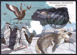 Bloc-feuillet Oblitéré - Programme Antarctique Brésilien - Faune Antarctique - N° BF81 (Yvert Et Tellier) - Brésil 1990 - Blocchi & Foglietti