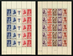 FRANCE - YT F568 ** Et YT F580A ** - FRANCISQUE Et TRAVAIL FAMILLE PATRIE - 2 FEUILLES COMPLETES DE 5 BANDES - Ungebraucht