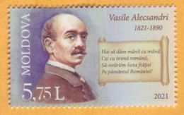 2021 Moldova Moldavie 200th Birth Anniversary Of Vasile Alecsandri  Romania 1v Mint - Moldavie