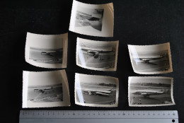 Lot De 7 Photos N&B (10 X 7 Cm) Avion AIR FRANCE Aviation Civile CARAVELLE Aérodrome Nice Airport Meeting Aérien RARE - Luchtvaart