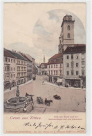 39084506 - Zittau.  Ein Blick Vom Markt Nach Der Bautznerstrasse Johanneum Gelaufen, 1901. Ecken Mit Albumabdruecken, L - Zittau
