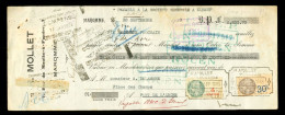 76 Seine Maritime Maromme Mollet Tannerie 1933 Mandat Bancaire Avec Timbres Fiscaux - Schecks  Und Reiseschecks