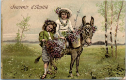 Souvenir D'Amitié - Enfants Avec Un Ane - Carte Gaufrée - Sonstige & Ohne Zuordnung