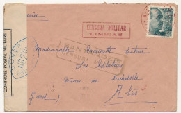 Enveloppe 1939 - Triple Censure "Censura Militar LIMPIAS" + Id SANTANDER + Contrôle Postal Militaire OG230 - Lettres & Documents