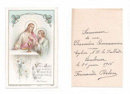 Toulouse, 1re Communion De Fernande Belon, 1916, Notre-Dame De La Dalbade, Citation Abbé Perreyve - Imágenes Religiosas