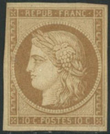 ** N°1F 10c Bistre Réimp - TB - 1849-1850 Ceres