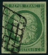 Obl. N°2 15c Vert - TB - 1849-1850 Ceres