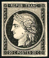 ** N°3 20c Noir S/jaune, Signé Brun - TB - 1849-1850 Cérès